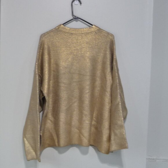 ZARA GOLD METALLIC OVERSIZE SWEATER MEDIUM - Picture 4 of 9